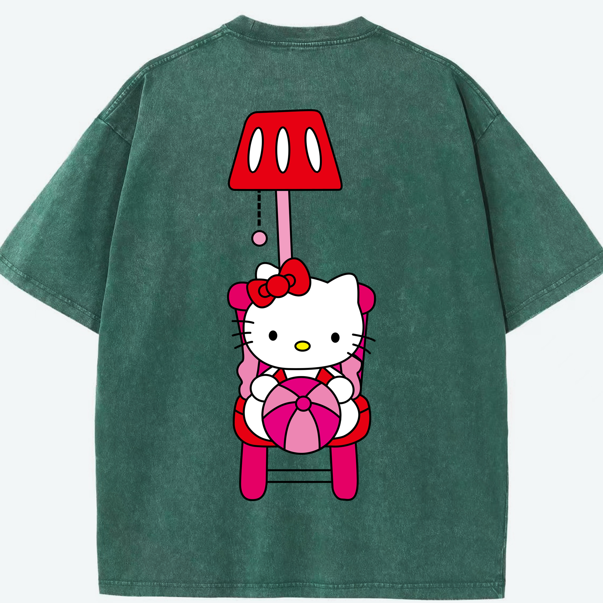 （画像用） Hello Kitty ハローキティ 綿100% ヴィンテージ風 半袖Tシャツ（背面プリント）